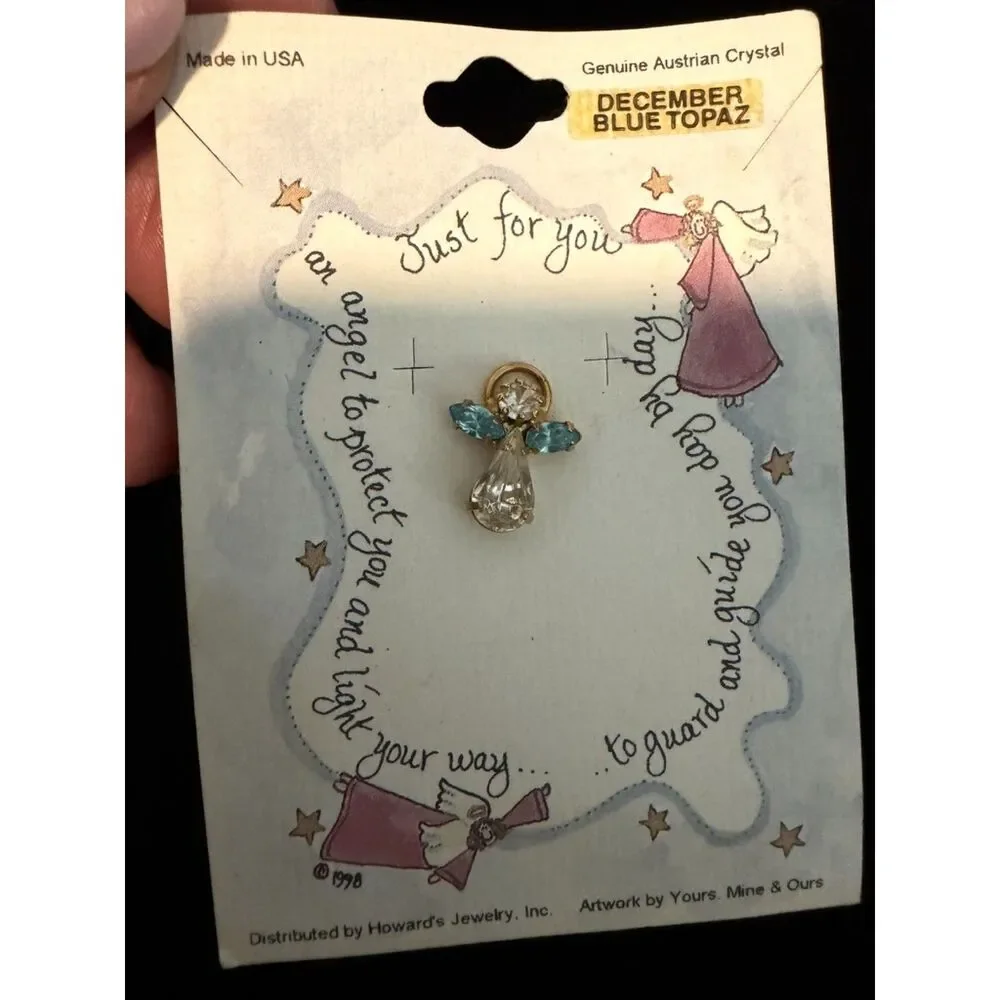 howard's jewelry carded austrian crystal december angel pin